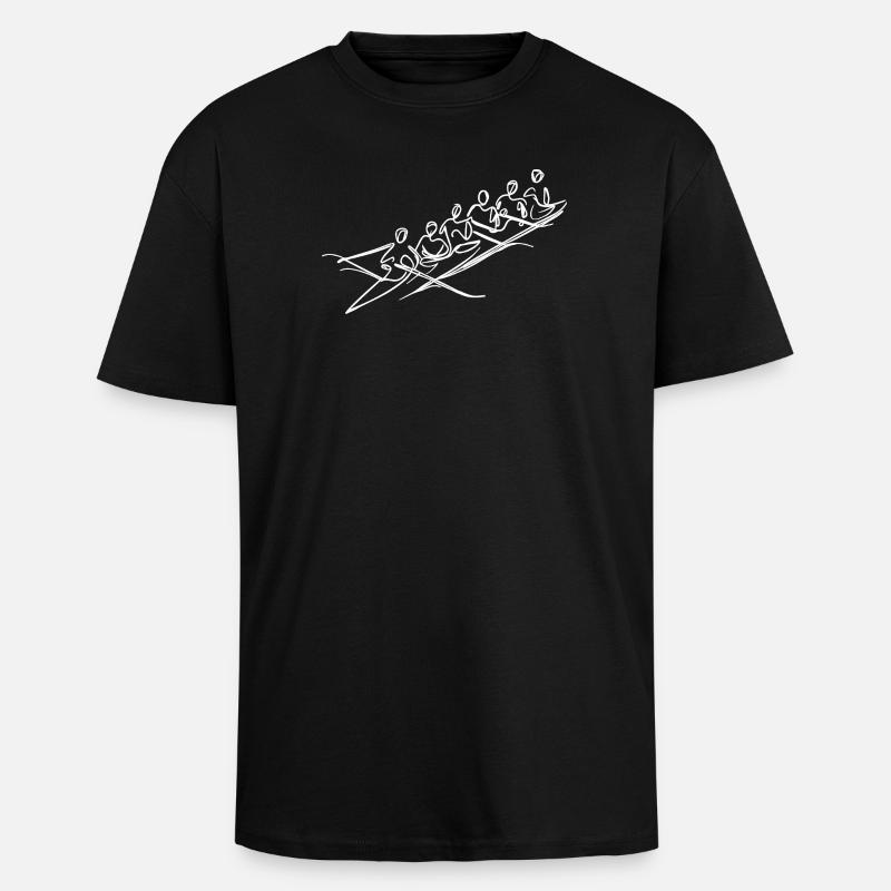 Rudermannschaft Skizze - Oversized Heavyweight Unisex T-Shirt - Schwarz
