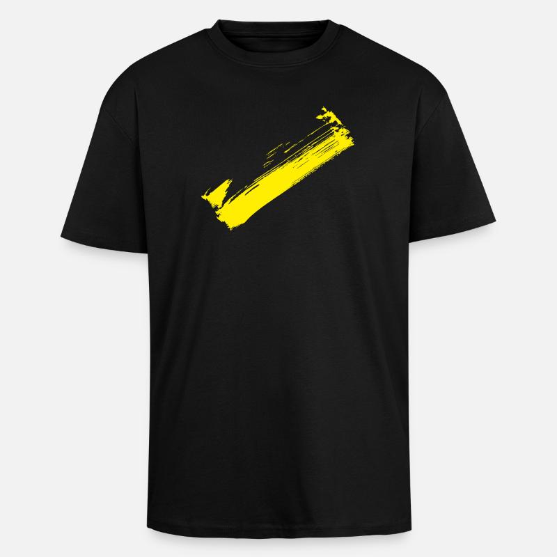 Brush Style Stripe - Diagonal Yellow - Unisex Oversized Heavyweight T-shirt - black