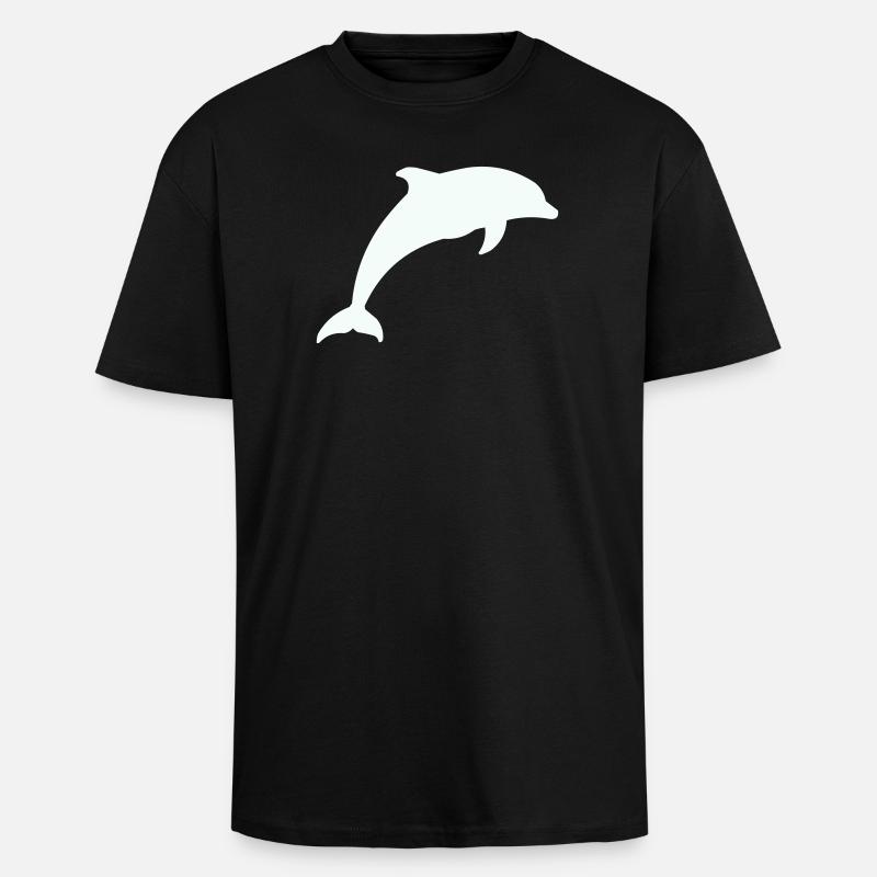 Glowing Dolphin Silhouette - Unisex Oversized Heavyweight T-shirt - black