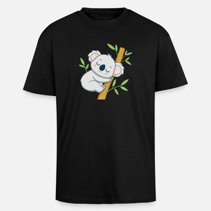Schläferkoala auf einem Ast - Oversized Heavyweight Unisex T-Shirt - Schwarz