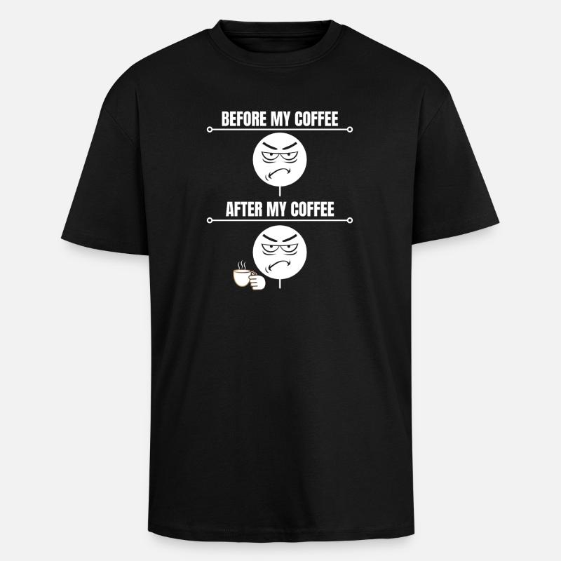 Grumpy Coffee Mood - Unisex Oversized Heavyweight T-shirt - black