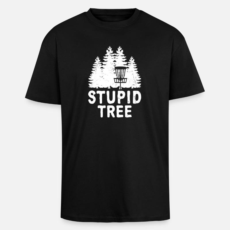 Stupid Tree Disc Golf Tee - Unisex Oversized Heavyweight T-shirt - black