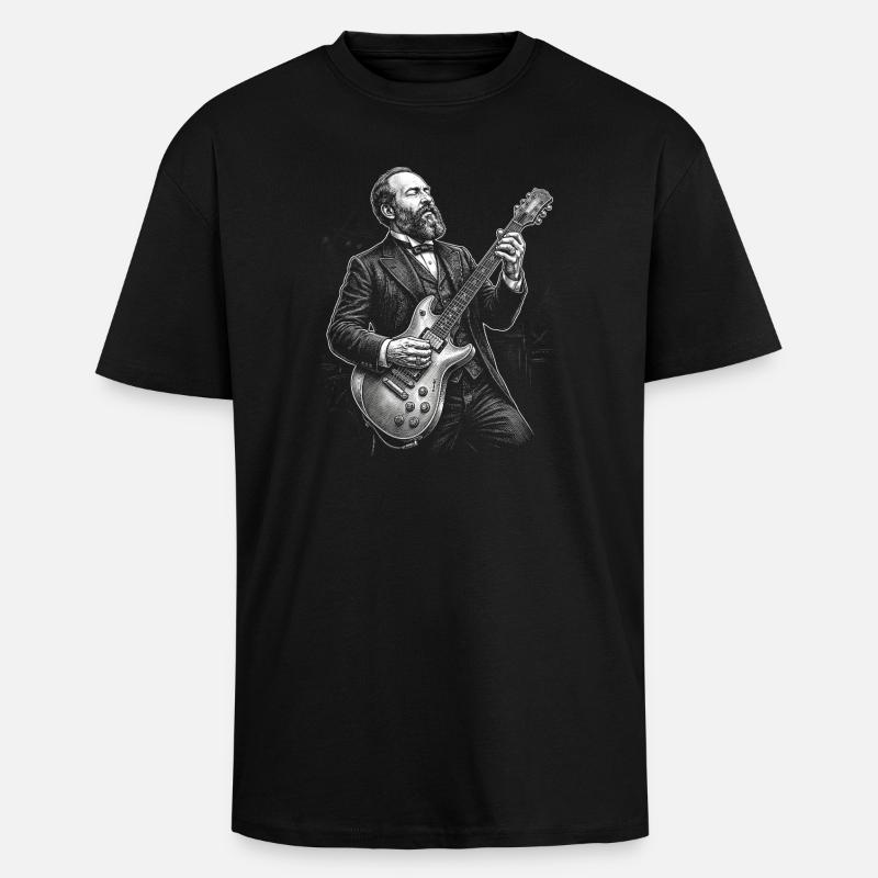 James A Playing Guitar - Unisex Oversized Heavyweight T-shirt - black