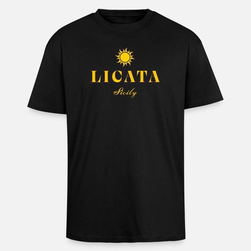 Licata, Sicily Sun - T-shirt unisexe oversize épais - noir