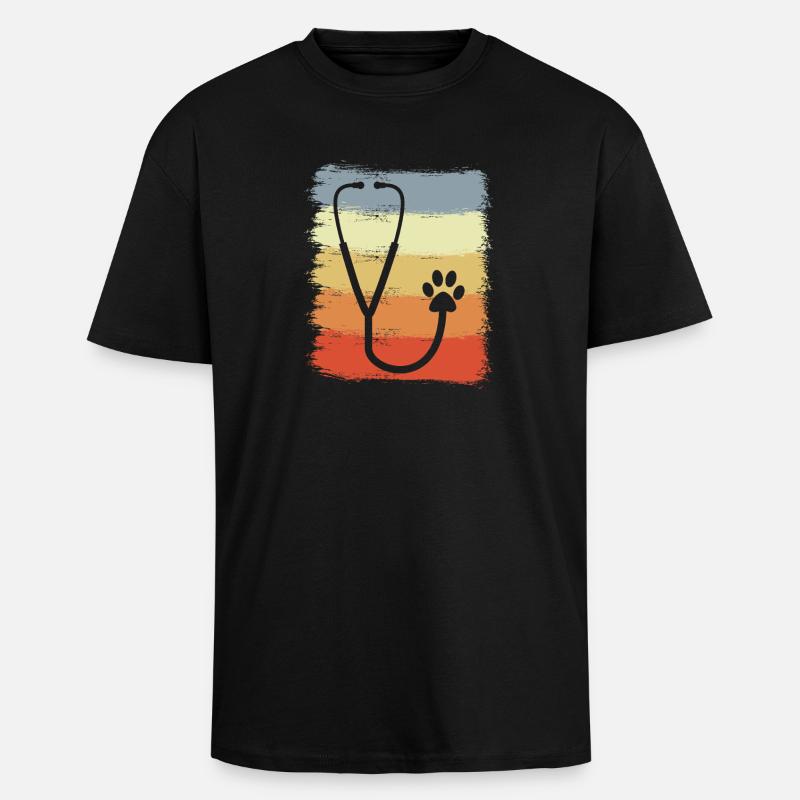 Dessin du stéthoscope - T-shirt unisexe oversize épais - noir