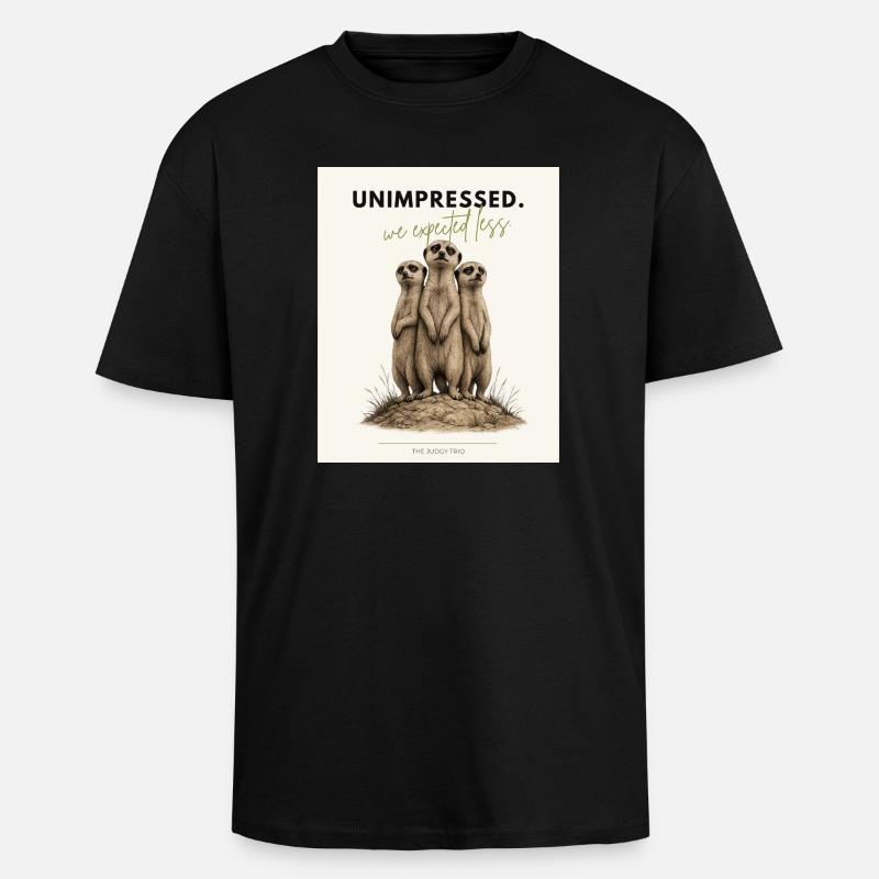 Trio de suricates peu impressionné - T-shirt unisexe oversize épais - noir