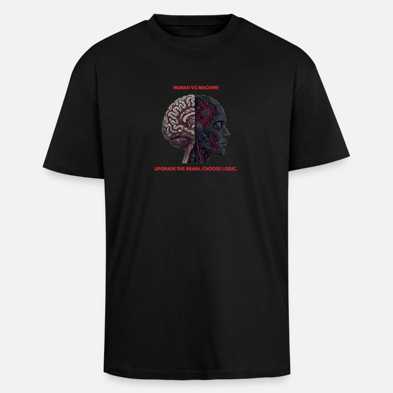 Human VS Machine Cyber Brain Logic - Unisex Oversized Heavyweight T-shirt - black