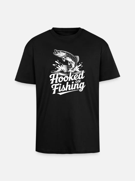 Graphique de pêche accroché - T-shirt unisexe oversize épais - noir