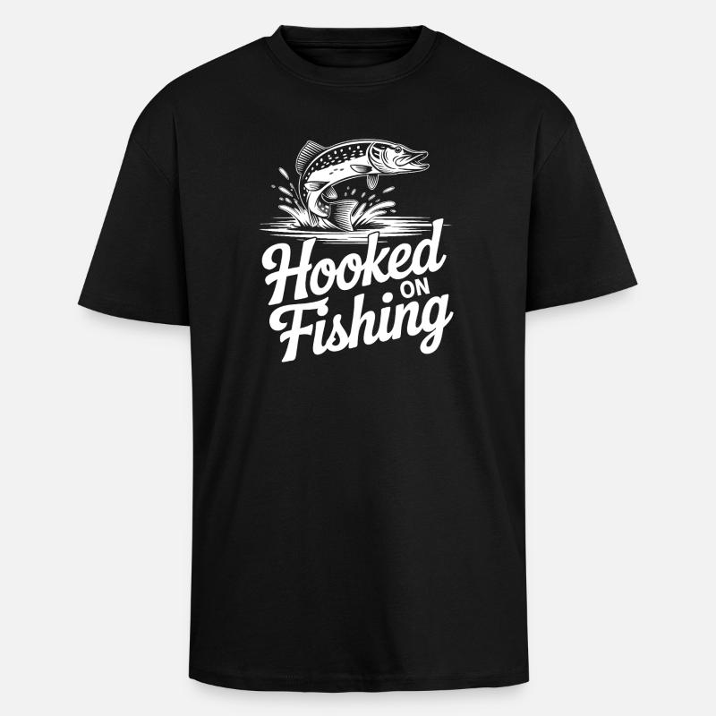 Accro à la pêche - T-shirt unisexe oversize épais - noir