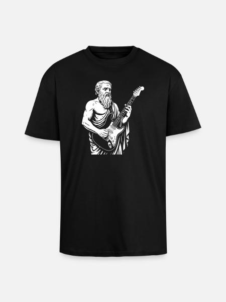 Ancient Philosopher plato plays the guitar - Unisex Oversized Heavyweight T-shirt - black