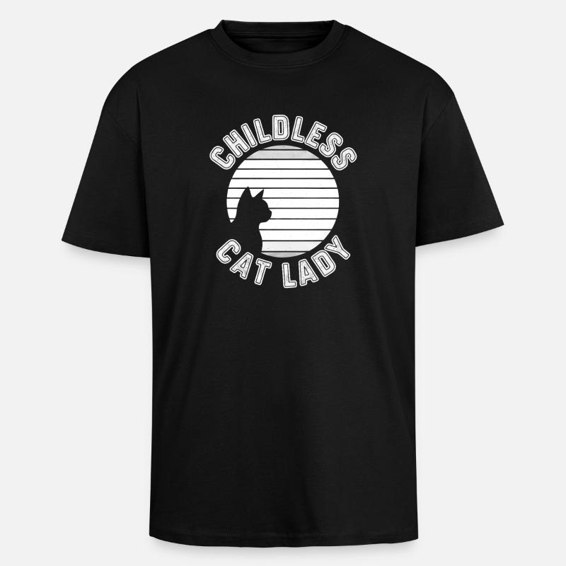 Cat Silhouette Sunset Emblem - Unisex Oversized Heavyweight T-shirt - black