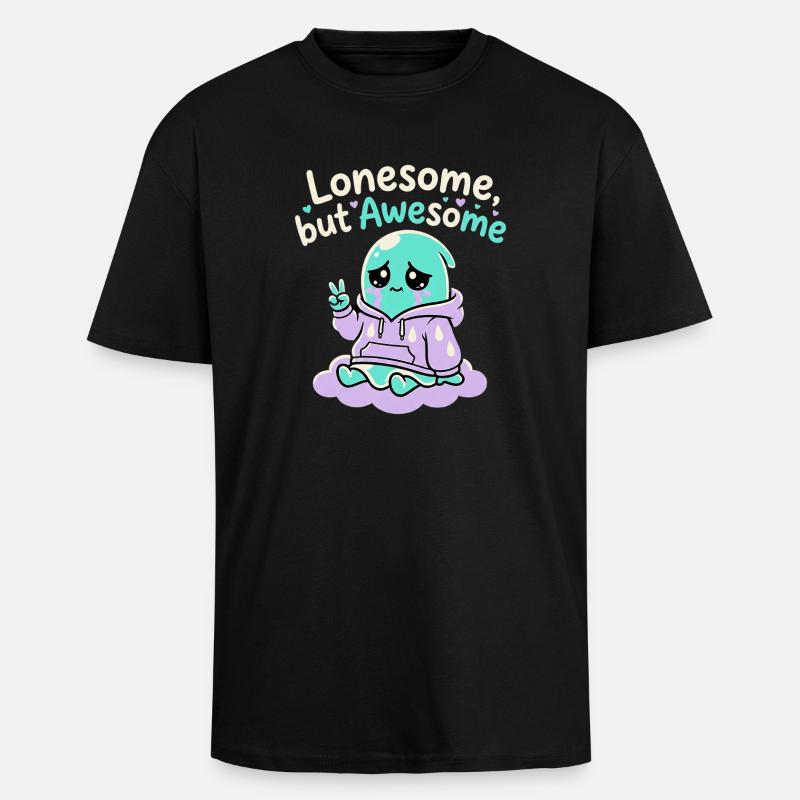 Lonesome Ghost - Oversized Heavyweight Unisex T-Shirt - Schwarz
