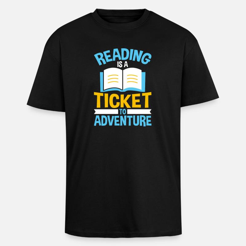 Lesen ist Ticket zu Abenteuern - Oversized Heavyweight Unisex T-Shirt - Schwarz