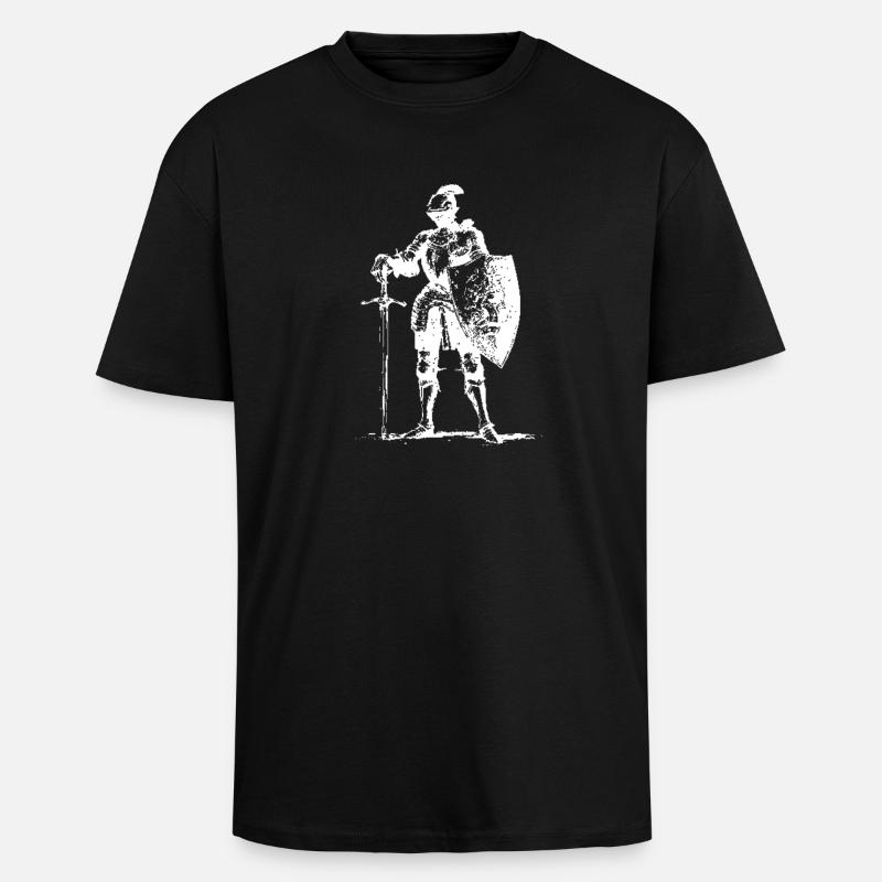 Knight in Armor with Shield - Unisex Oversized Heavyweight T-shirt - black