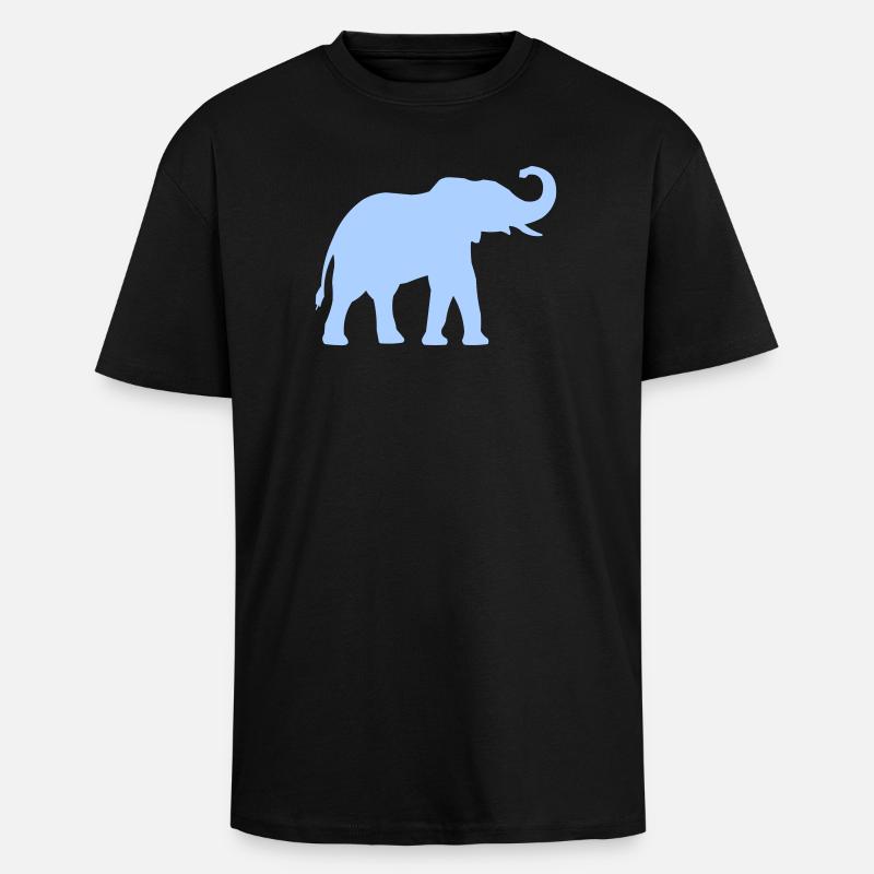 Blauer Elefantenumriss - Oversized Heavyweight Unisex T-Shirt - Schwarz