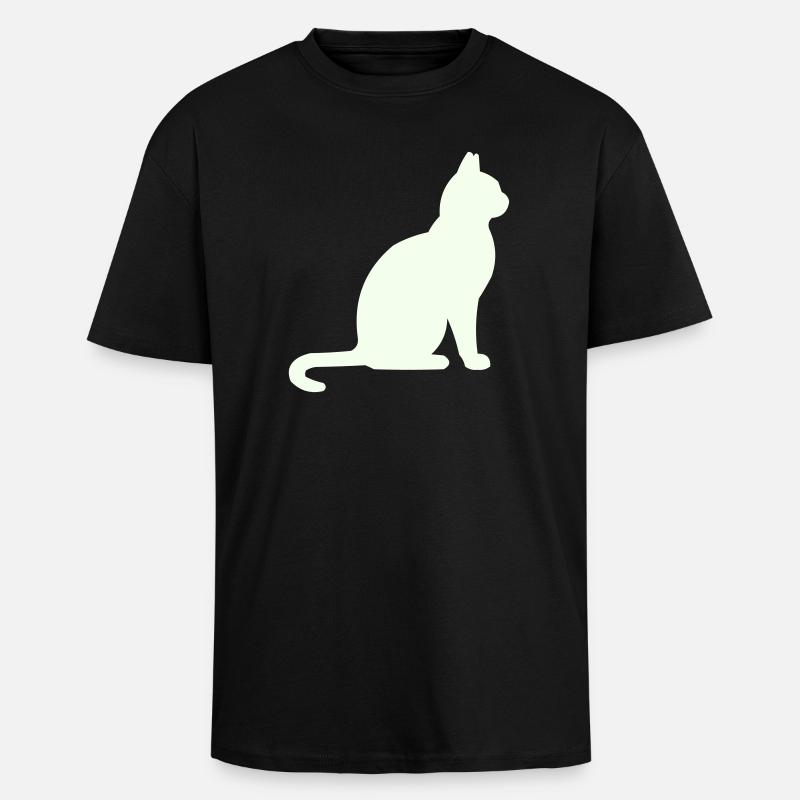 Moonlit Night Cat Silhouette - Unisex Oversized Heavyweight T-shirt - black