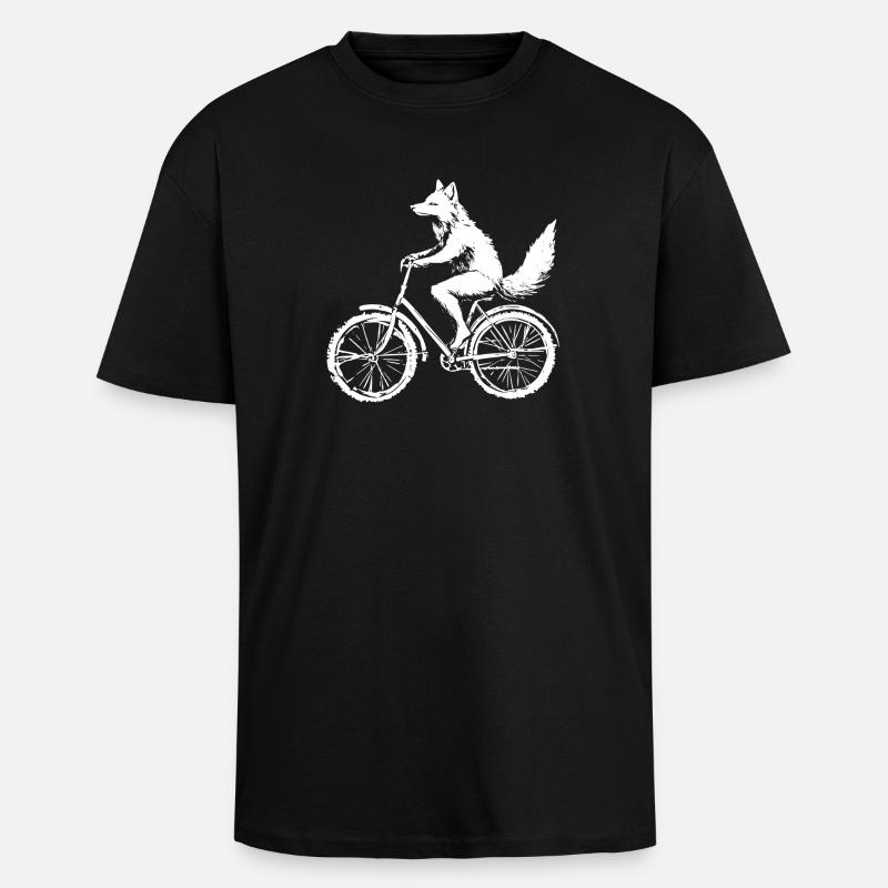 Bicycle Fox - Unisex Oversized Heavyweight T-shirt - black