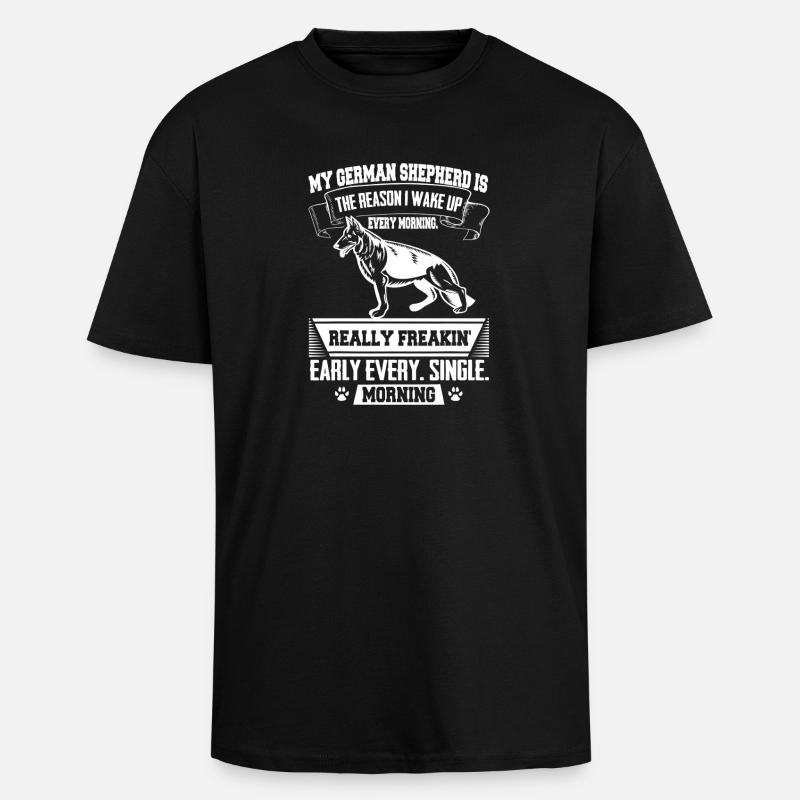 Frühmorgens Hunde-Meme-Tee - Oversized Heavyweight Unisex T-Shirt - Schwarz