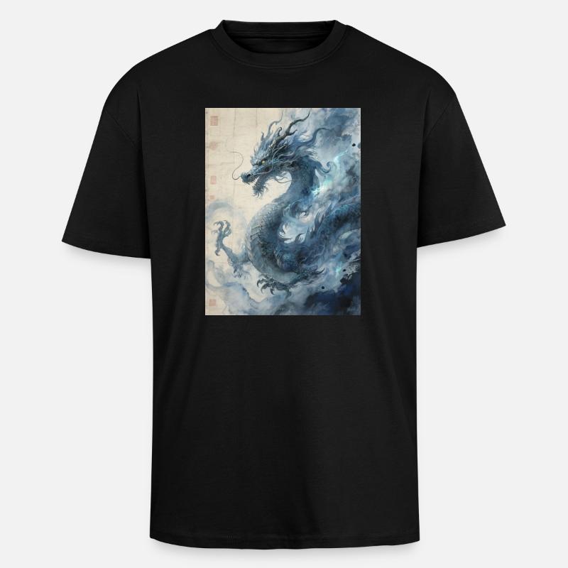 Die Sternennacht: Blauer Drache – Aether - Oversized Heavyweight Unisex T-Shirt - Schwarz