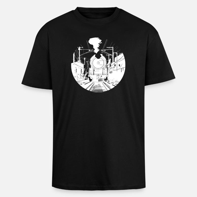 Railway Sketch - Unisex Oversized Heavyweight T-shirt - black