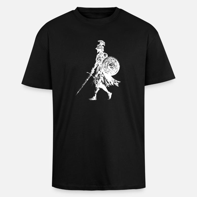 Knight Silhouette Shield Sword - Unisex Oversized Heavyweight T-shirt - black
