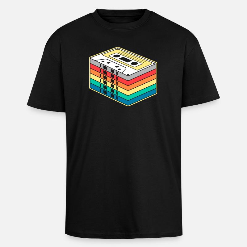 Bande cassette arc-en-ciel vibrante - T-shirt unisexe oversize épais - noir
