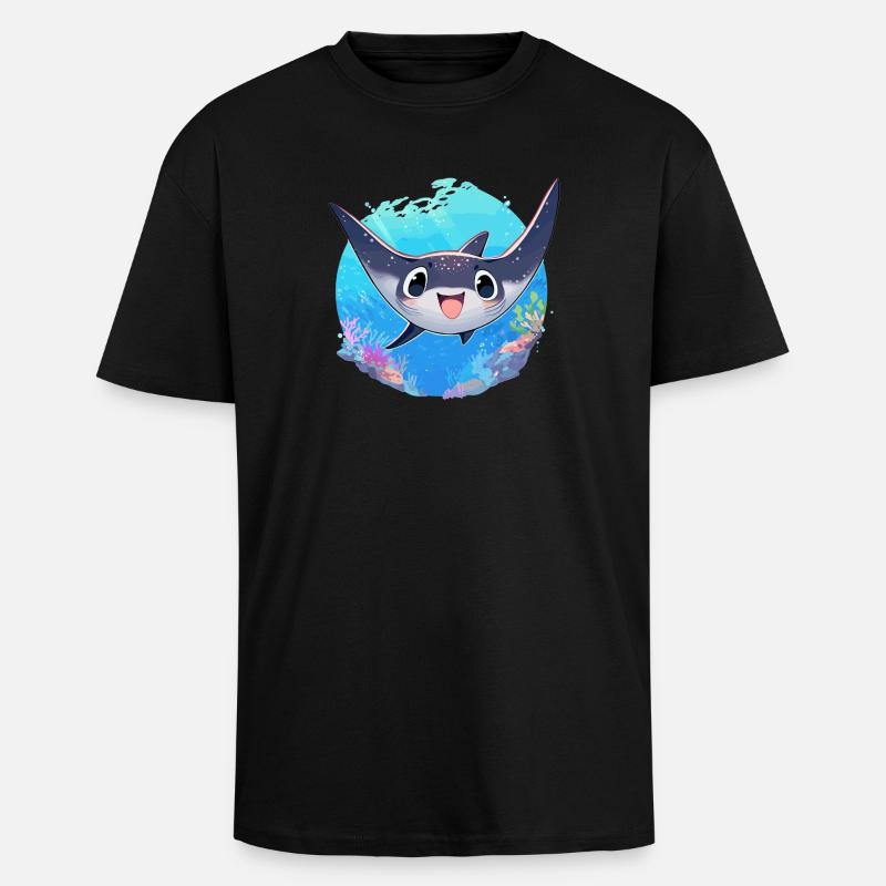 Rochen Mantarochen - Oversized Heavyweight Unisex T-Shirt - Schwarz