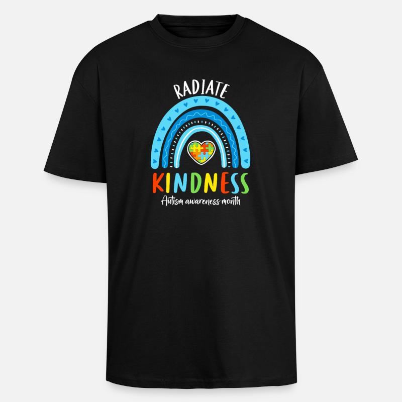 Radiate Kindness: Autism Rainbow - Unisex Oversized Heavyweight T-shirt - black