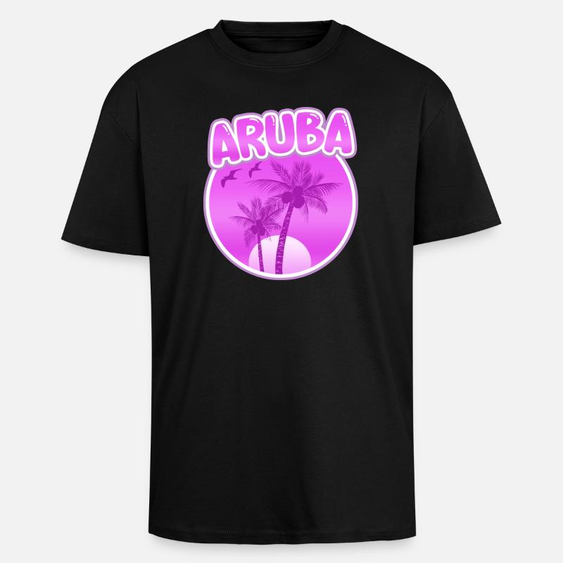 Aruba comme plage - T-shirt unisexe oversize épais - noir