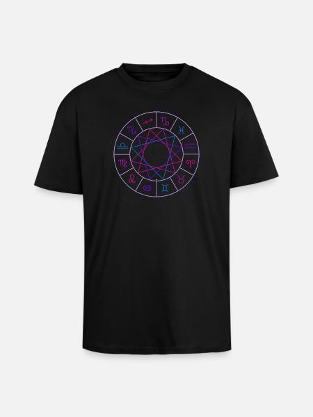 Rad der 12 Tierkreiszeichen - Oversized Heavyweight Unisex T-Shirt - Schwarz