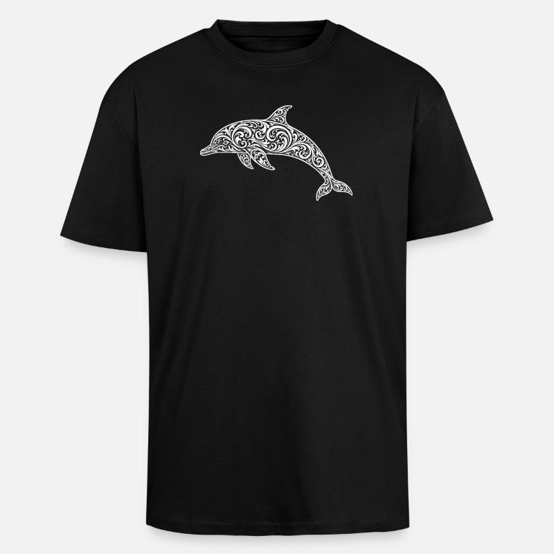 Delfin - Oversized Heavyweight Unisex T-Shirt - Schwarz