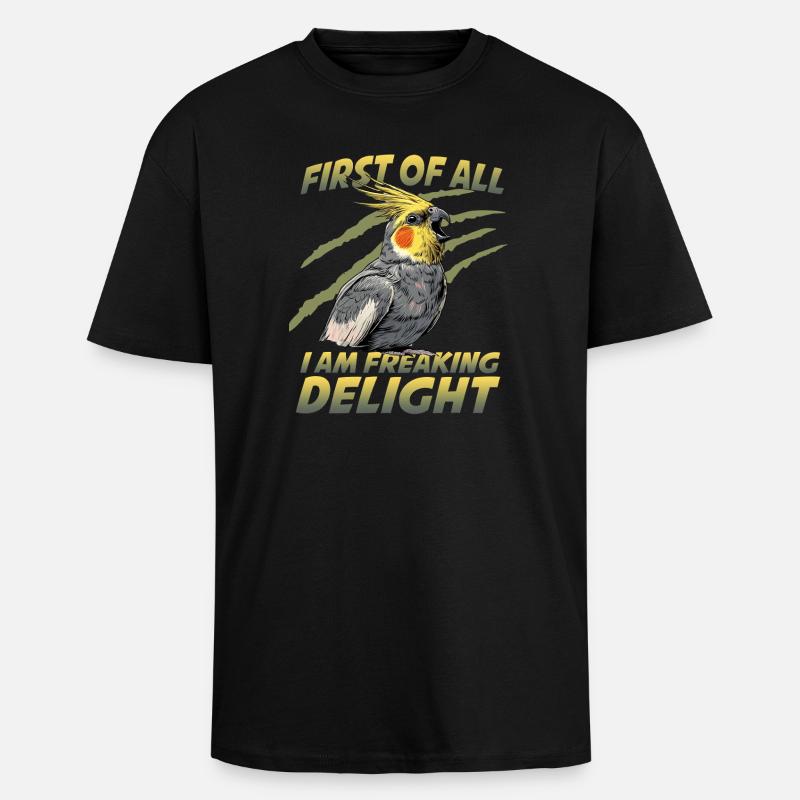 Perroquet oiseau calopsitte Nymphicus hollandicus - T-shirt unisexe oversize épais - noir