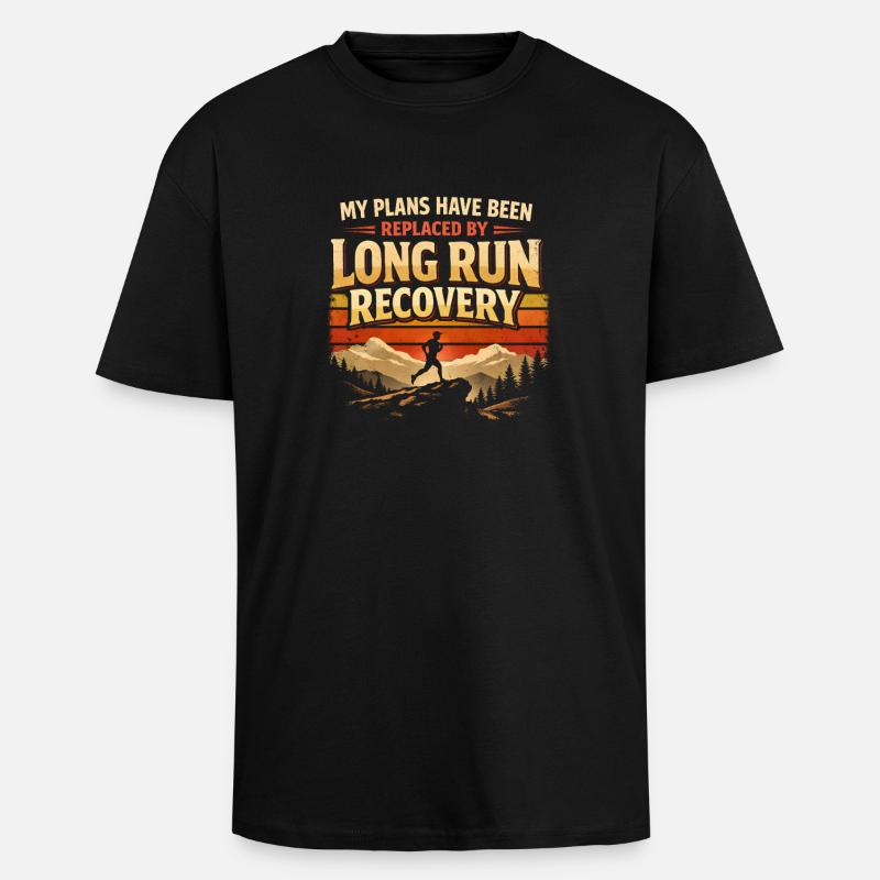 Plans cancelled | Long Run Recovery - Unisex Oversized Heavyweight T-shirt - black