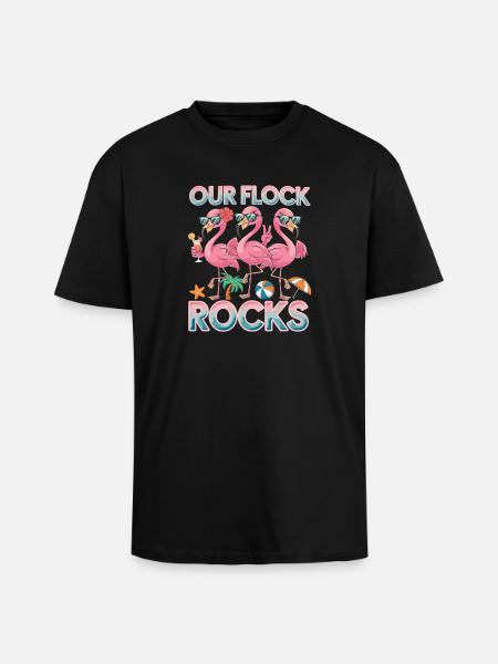 Our troupe rocks Flamingos Summer - Unisex Oversized Heavyweight T-shirt - black