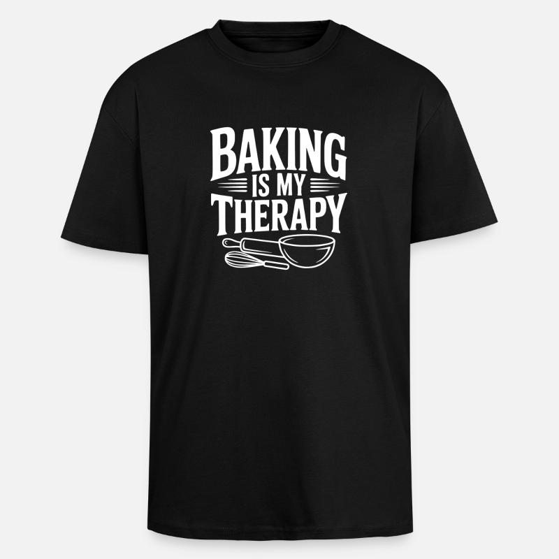 Baking Is My Therapy - Unisex Oversized Heavyweight T-shirt - black