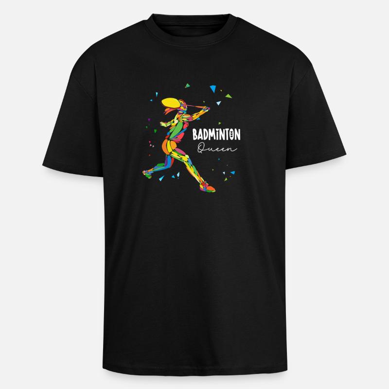 Badminton Queen Rainbow Smash - Oversized Heavyweight Unisex T-Shirt - Schwarz
