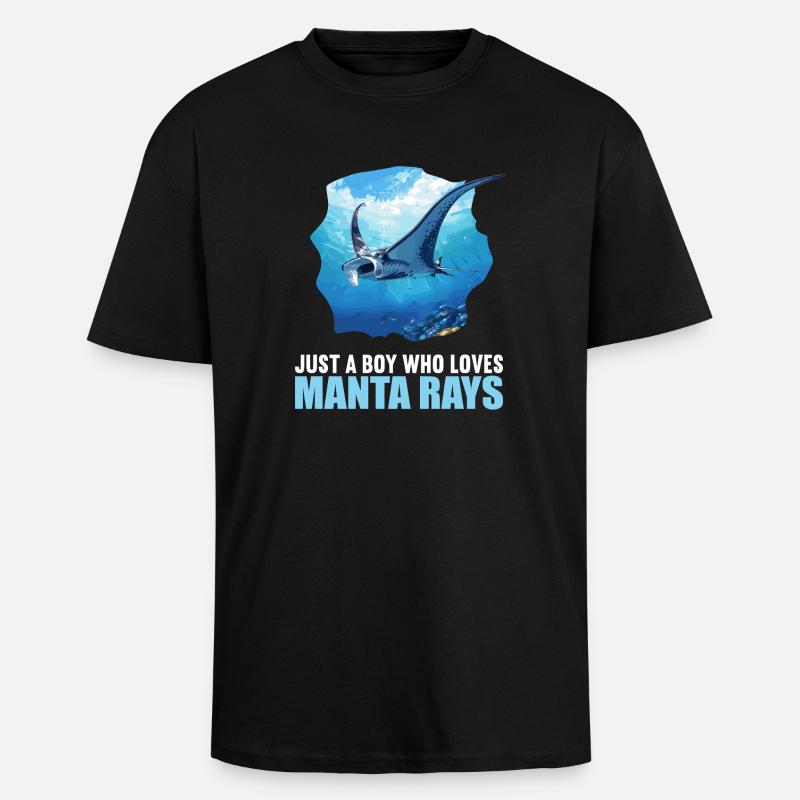 Rochen Mantarochen - Oversized Heavyweight Unisex T-Shirt - Schwarz