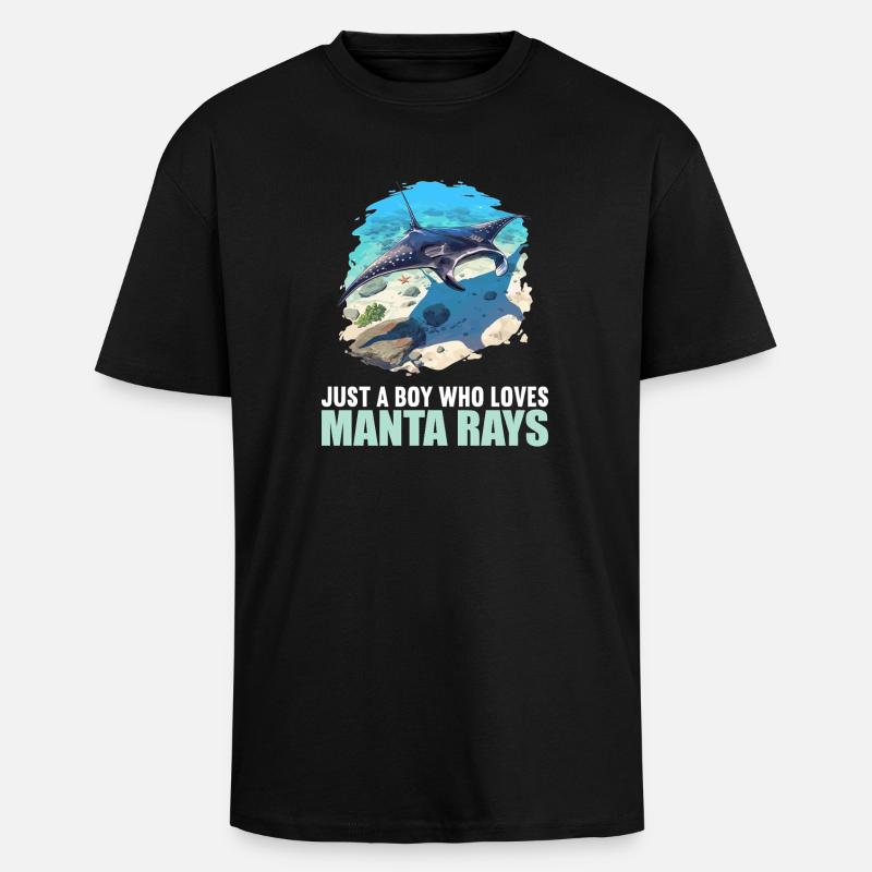Rochen Mantarochen - Oversized Heavyweight Unisex T-Shirt - Schwarz