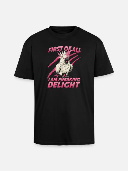 Exotic Cockatoo Parrot Bird Holder - Unisex Oversized Heavyweight T-shirt - black