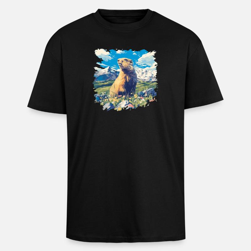 Murmeltiere Murmeltier - Oversized Heavyweight Unisex T-Shirt - Schwarz
