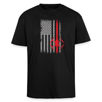 USA Drone Pilot Flying Drones Drone Fpv - Unisex Oversized Heavyweight T-shirt - black - Front - Alina (178cm) & Michal (187cm)