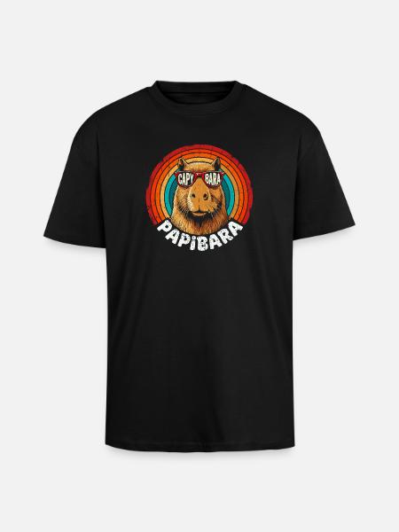 Capybara Retro Regenbogen Sonnenbrille - Oversized Heavyweight Unisex T-Shirt - Schwarz