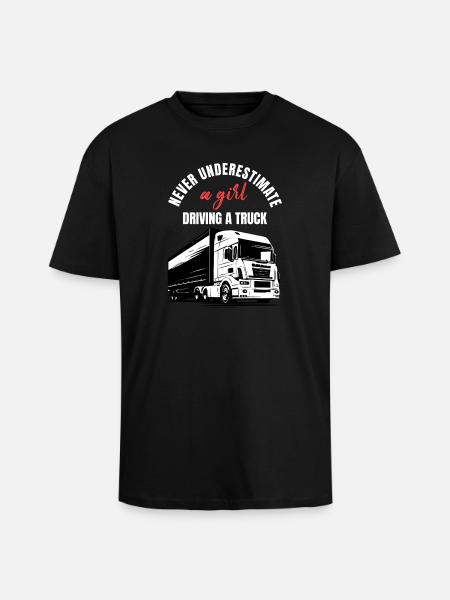 Trucker Girl Power - Unisex Oversized Heavyweight T-shirt - black