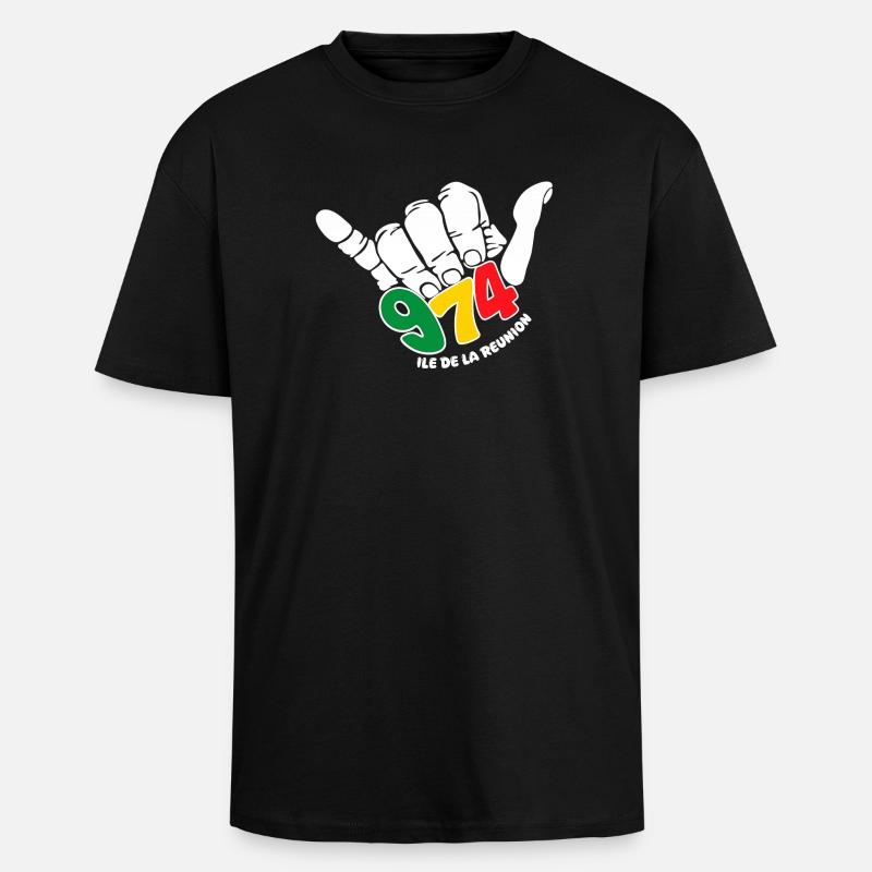 974 Île de la Réunion - T-shirt unisexe oversize épais - noir