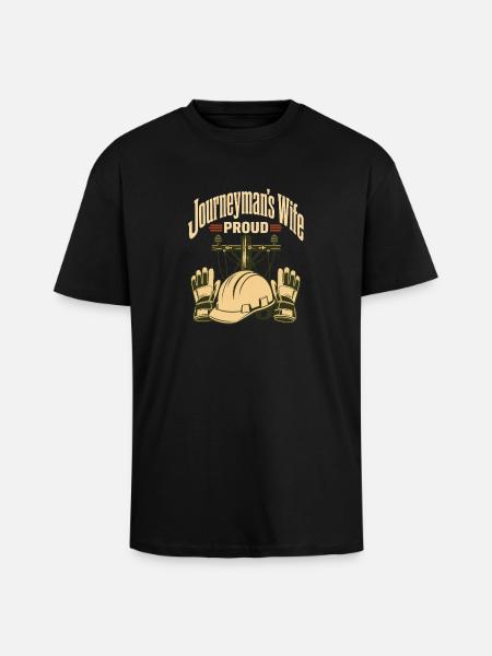 Proud Journeyman's Wife Lineman Spouse Design - Unisex Oversized Heavyweight T-shirt - black