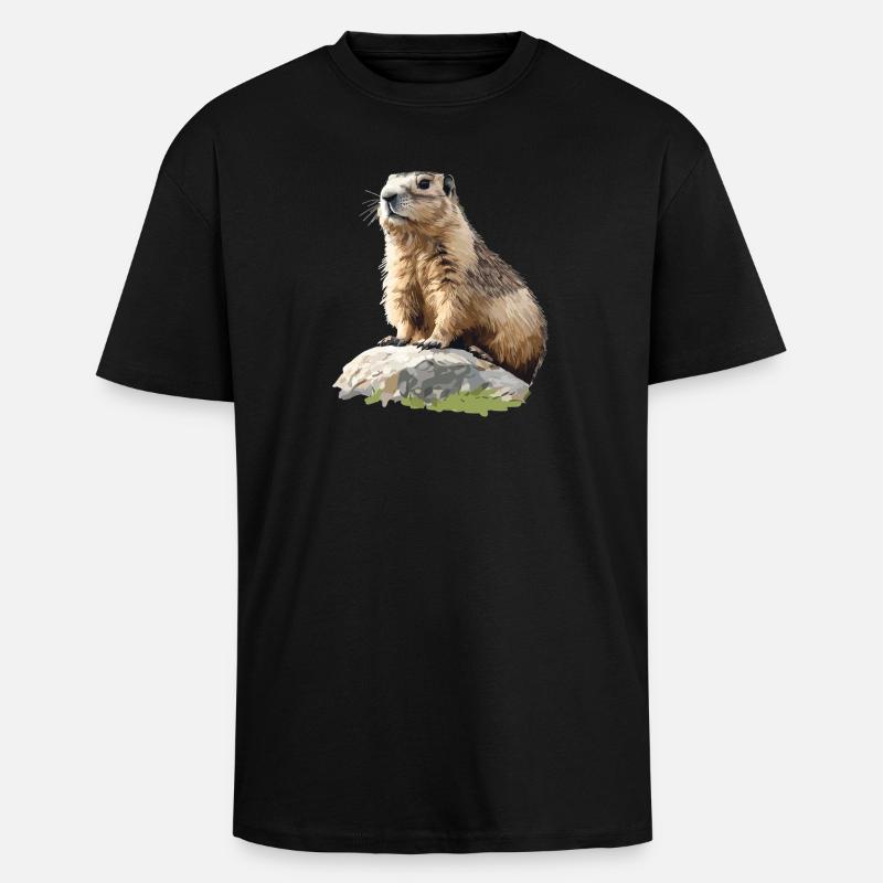 Marmots Groundhog - Unisex Oversized Heavyweight T-shirt - black