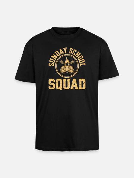 Sunday School Squad Logo - Unisex Oversized Heavyweight T-shirt - black
