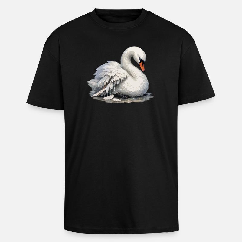 Schwan mit gebrochenem Flügel - Oversized Heavyweight Unisex T-Shirt - Schwarz