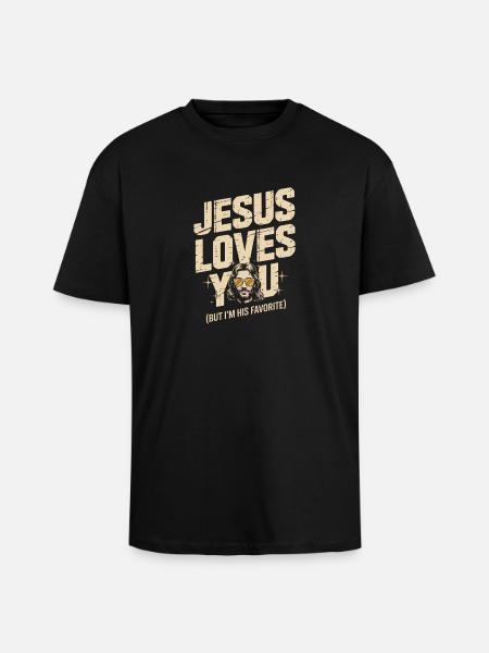 Jesus Loves You Favorite Tee - Unisex Oversized Heavyweight T-shirt - black