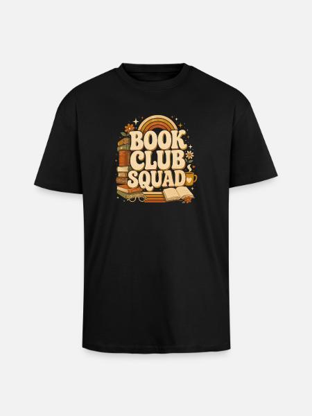 Book Club Squad Cozy Retro - Unisex Oversized Heavyweight T-shirt - black